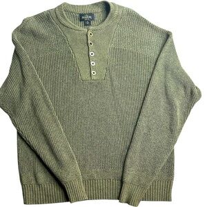 RedHead‎ Men’s Henley Knit Sweater Size XL Green Heavyweight Textured Pullover